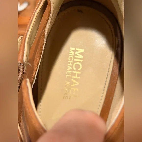 Michael Kors Lawson booties 9 ankle peep toe stiletto boots brown leather - Picture 10 of 16